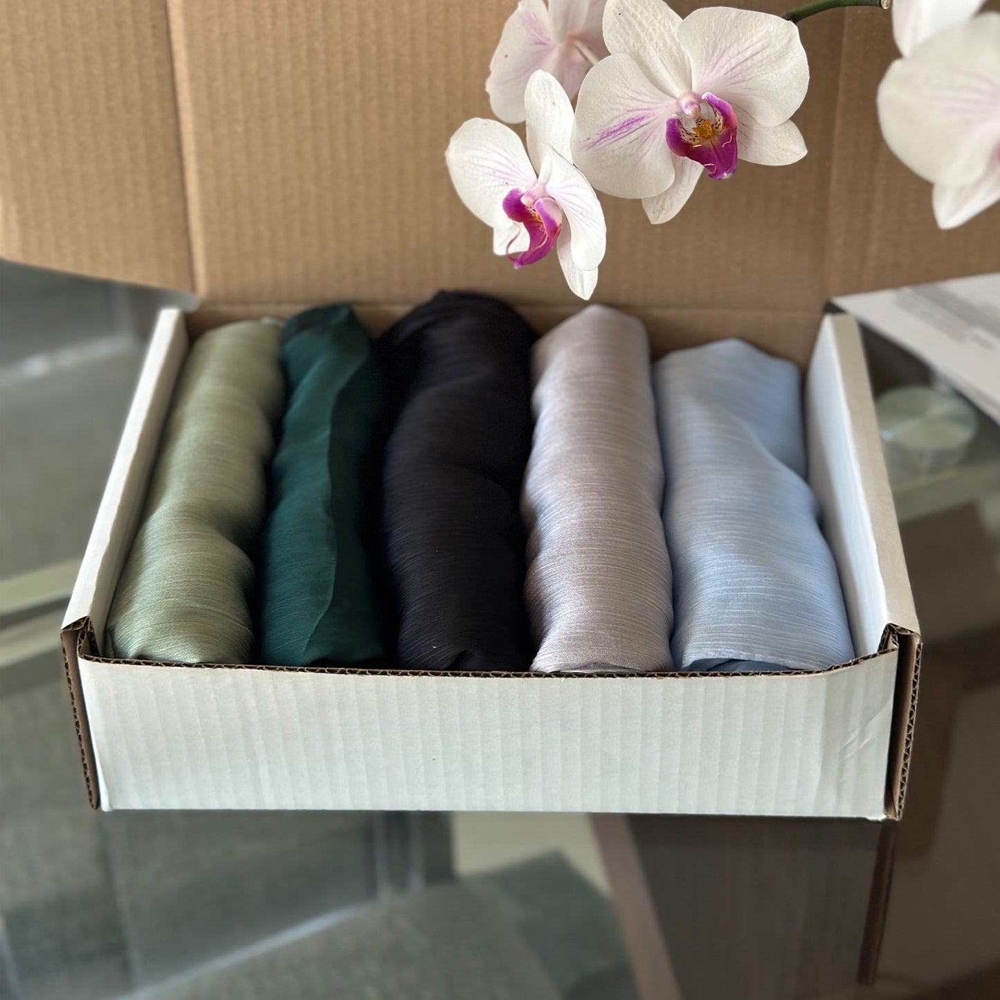 Inayah Exclusive 5 Piece Chiffon Scarf Box Set Assorted