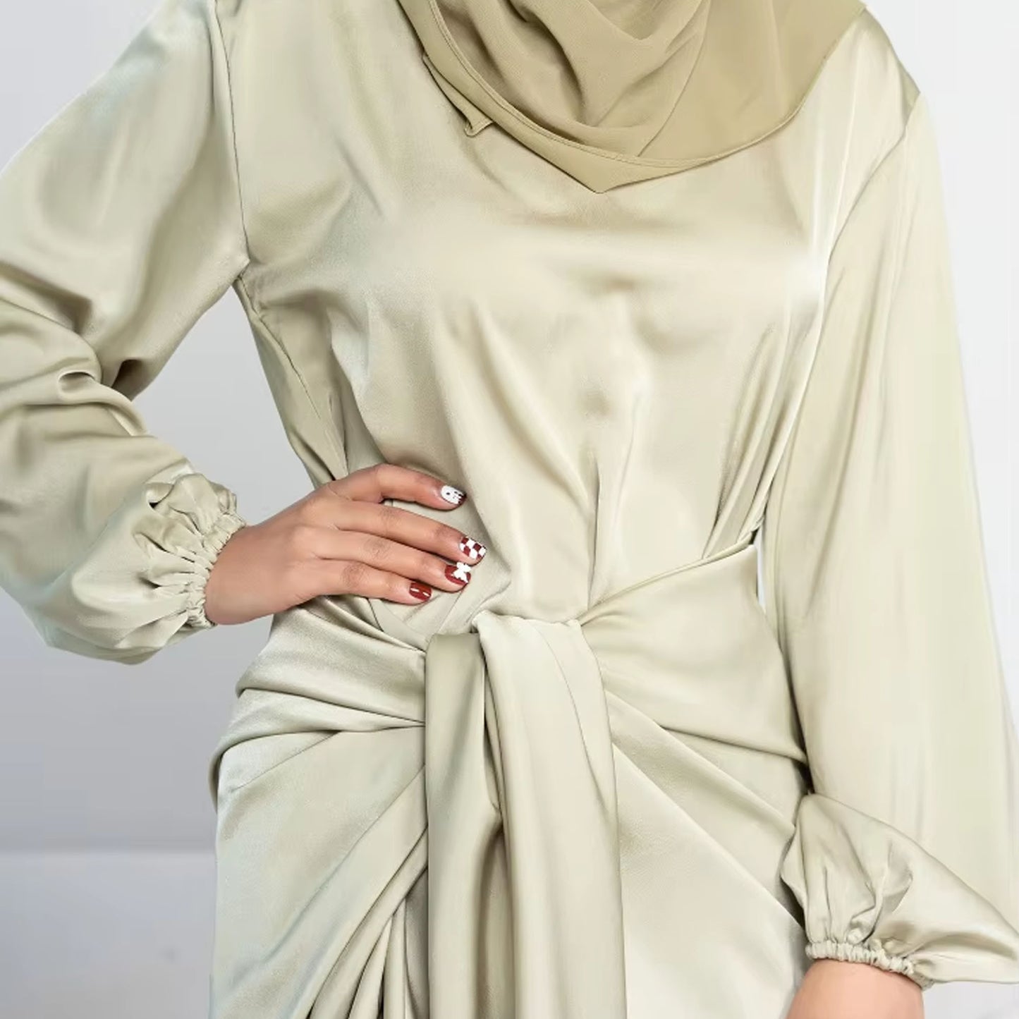 Inayah Exclusive Malaysian Satin Dress Green