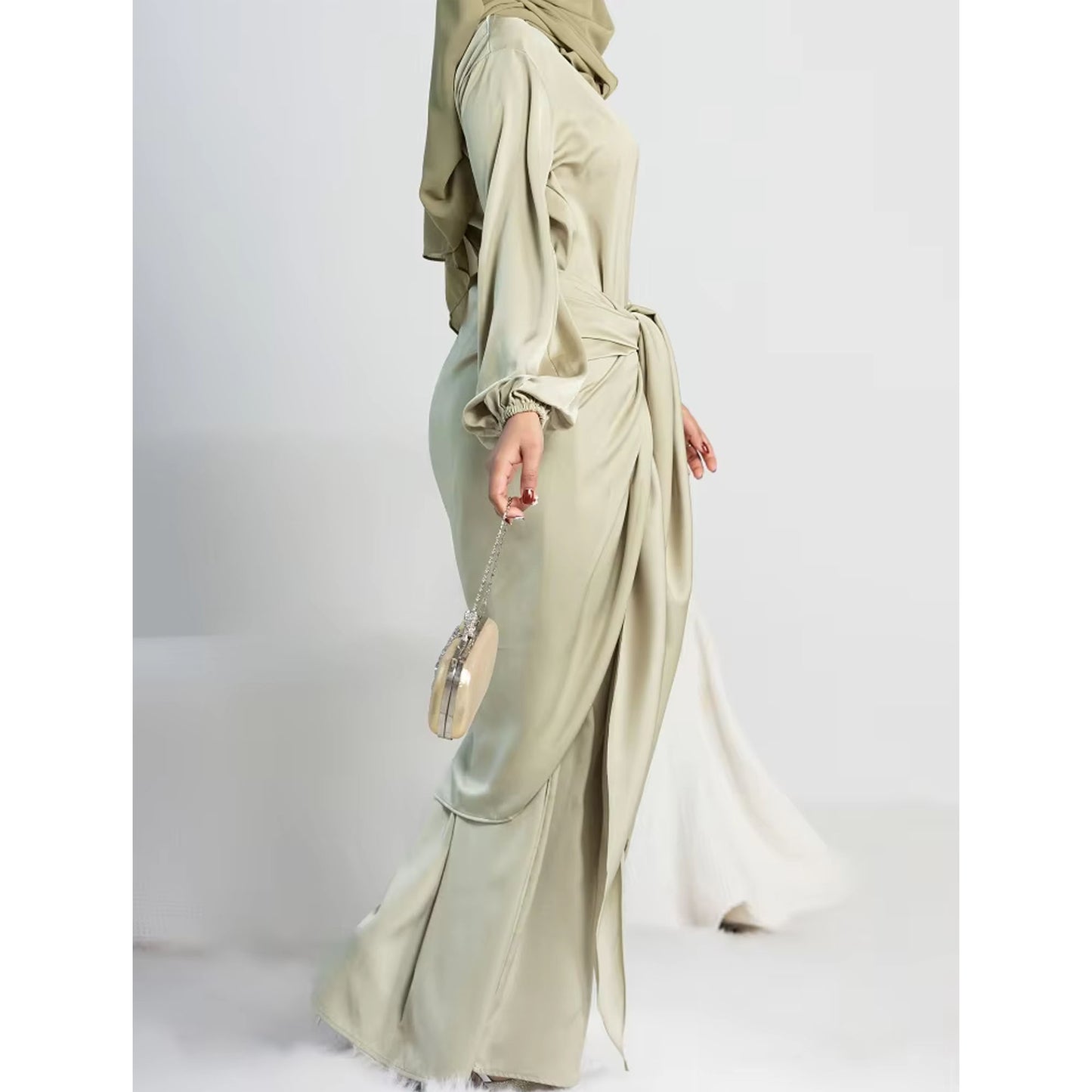 Inayah Exclusive Malaysian Satin Dress Green