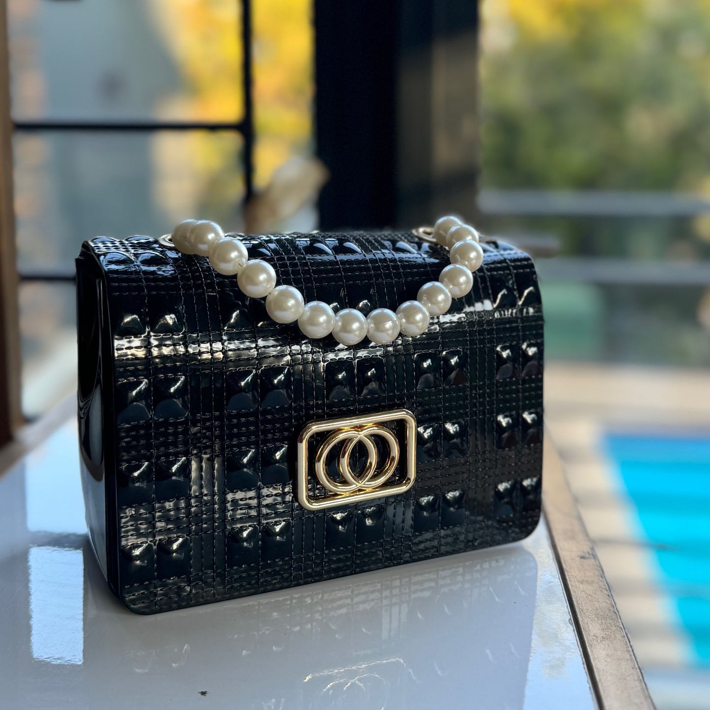 Inayah Exclusive Pearl Bag Black