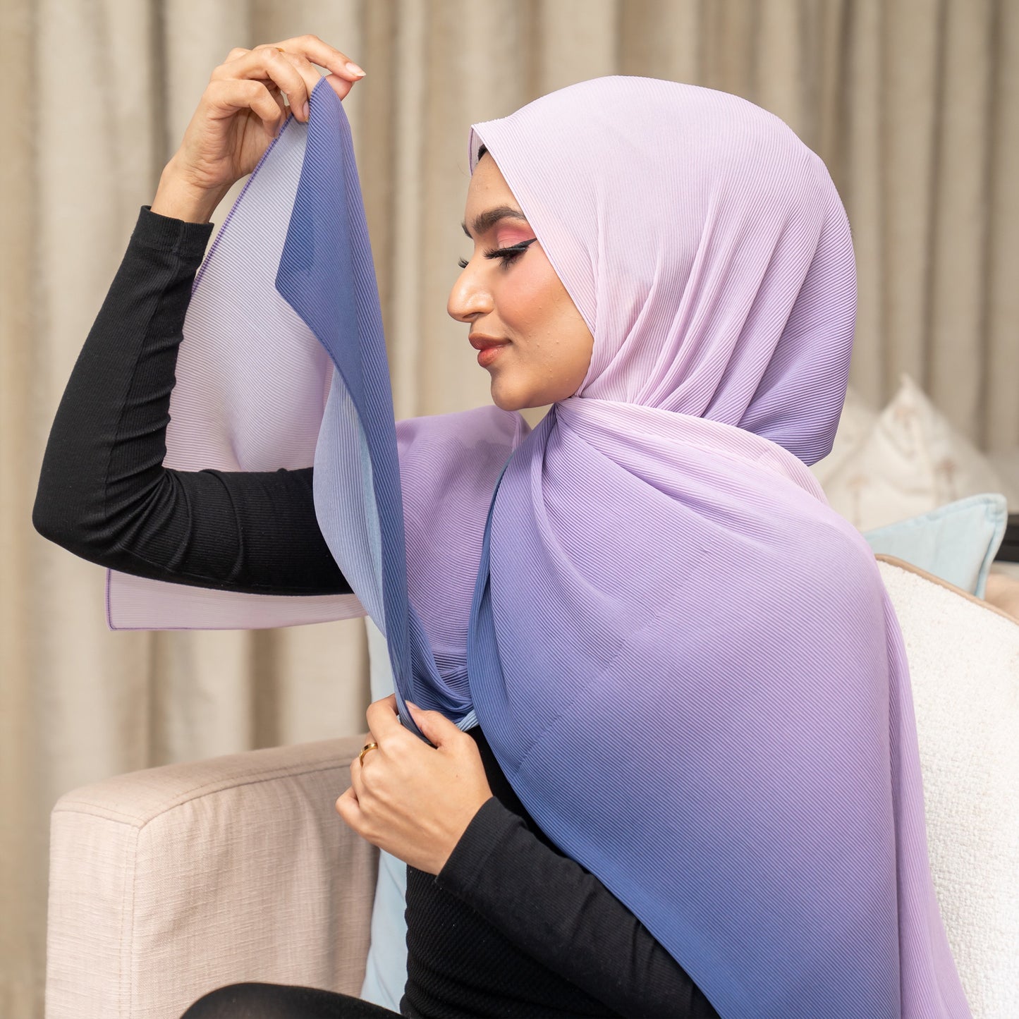 Inayah Exclusive Premium Crimped Scarf Lavender Haze