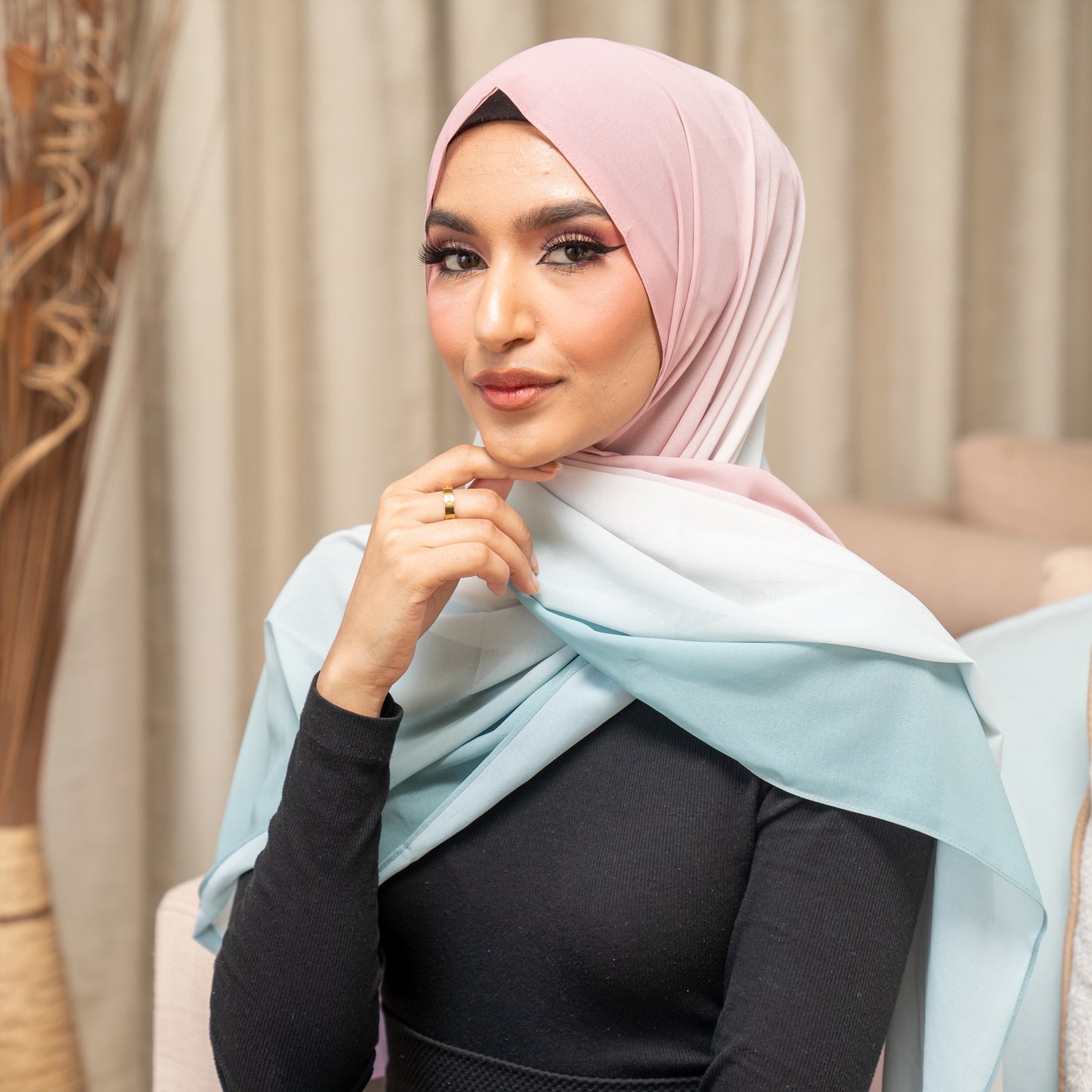 Inayah Exclusive Premium Ombre Chiffon Scarf Candy Floss