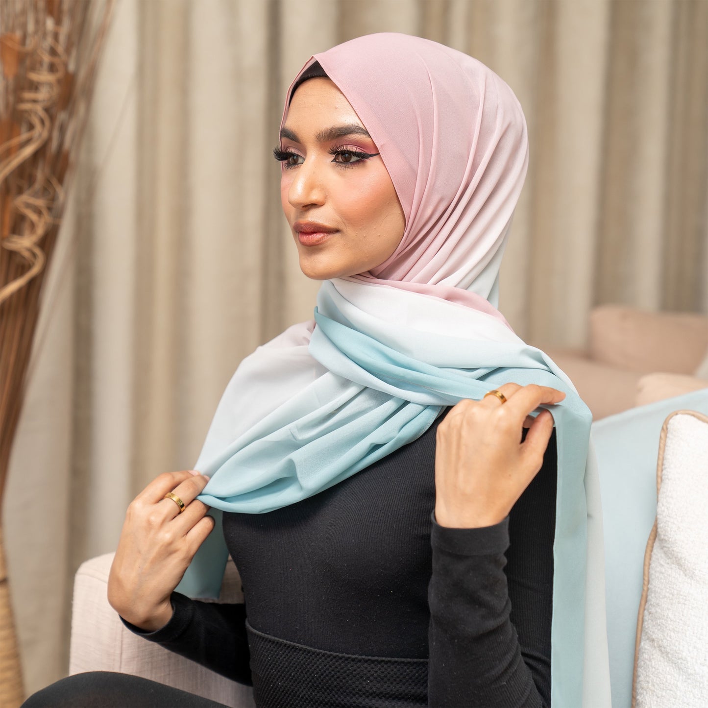 Inayah Exclusive Premium Ombre Chiffon Scarf Candy Floss