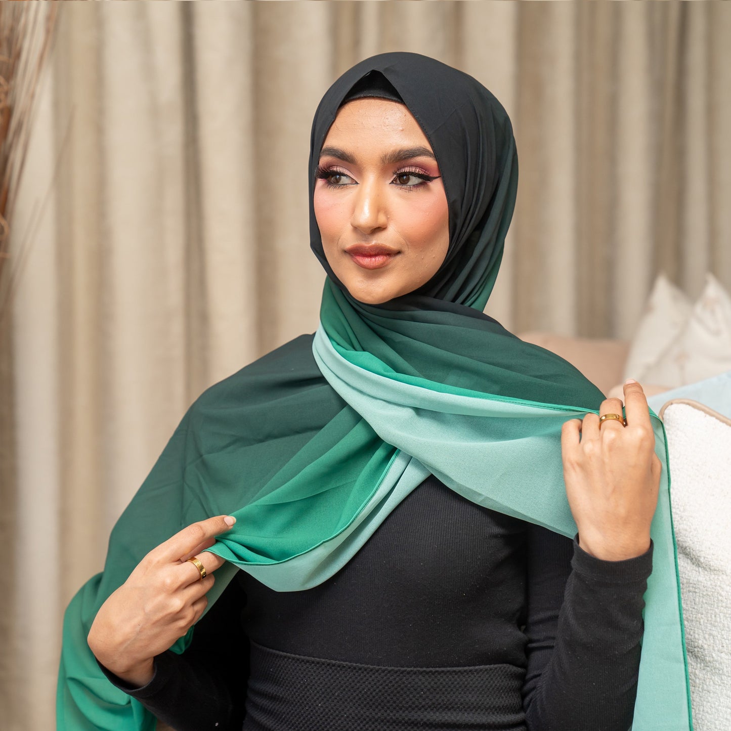 Inayah Exclusive Premium Ombre Chiffon Scarf Night Forest