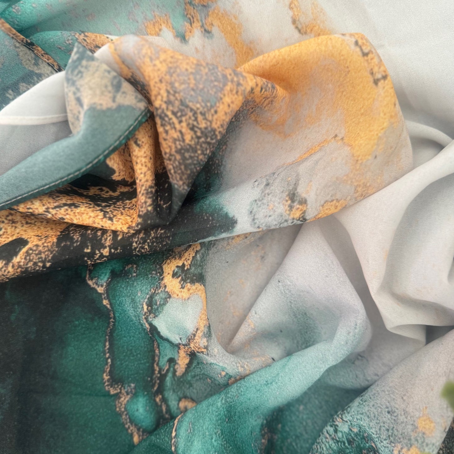 Inayah Exclusive Premium Ombre Printed Chiffon Scarf Emerald Royal