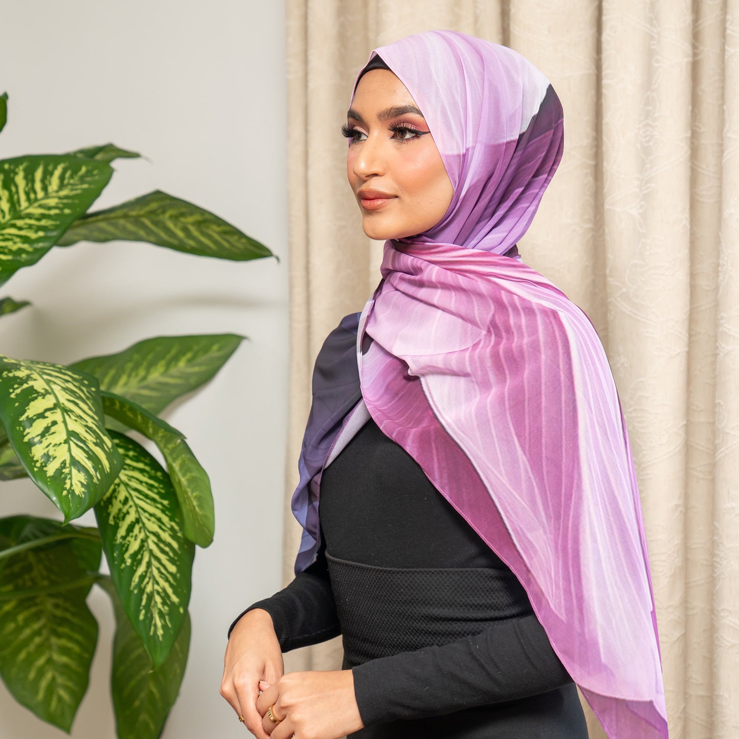 Inayah Exclusive Premium Printed & Crimped Scarf Blossom