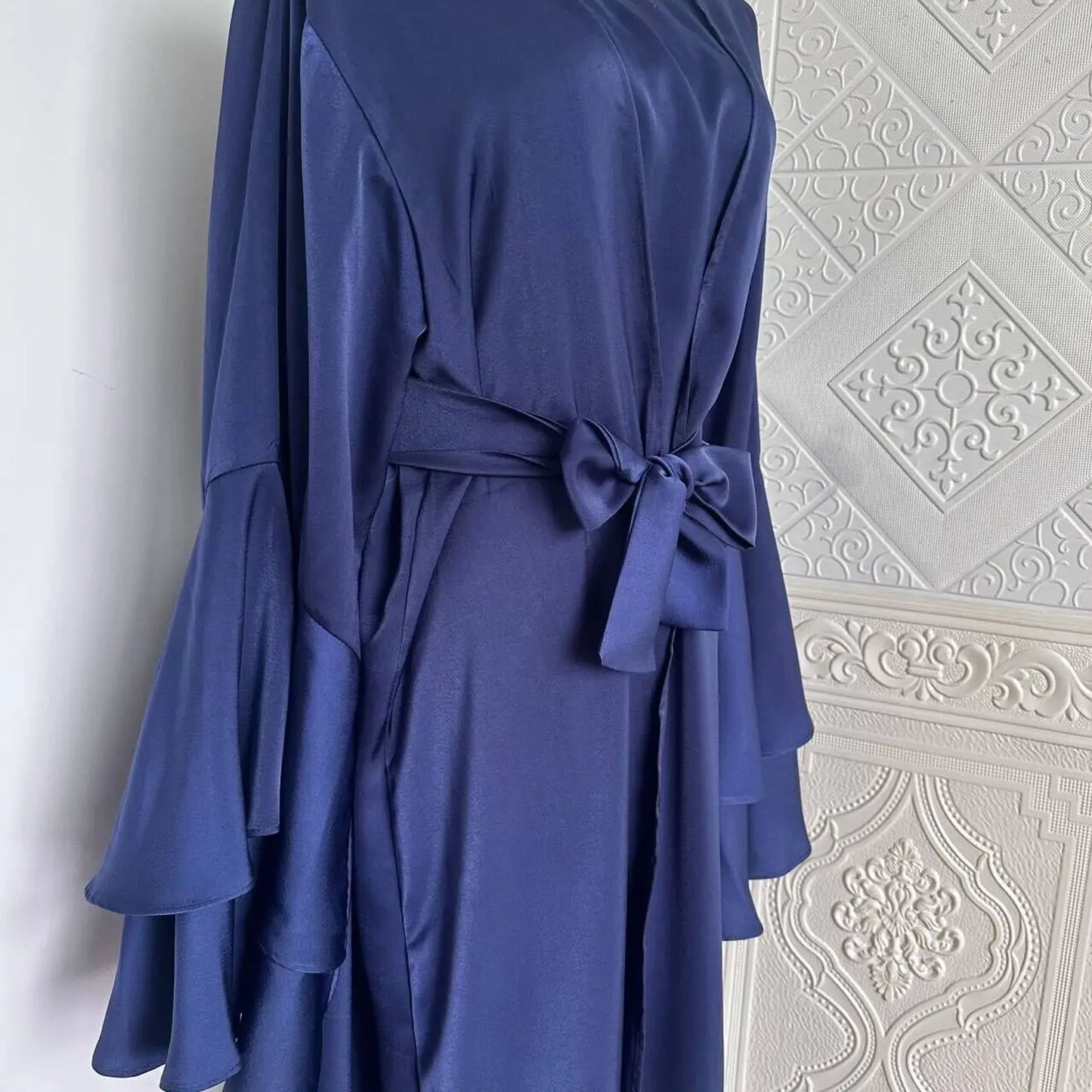 Inayah Exclusive Satin Abaya Set Navy