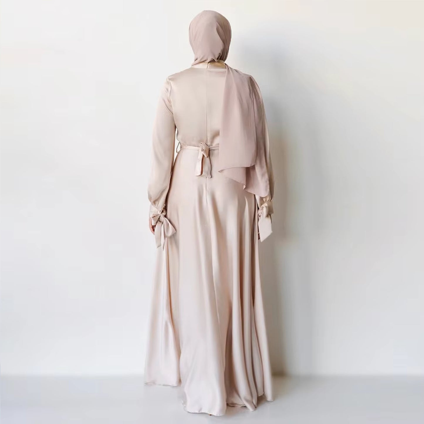 Inayah Exclusive Satin Layered Dress Cream