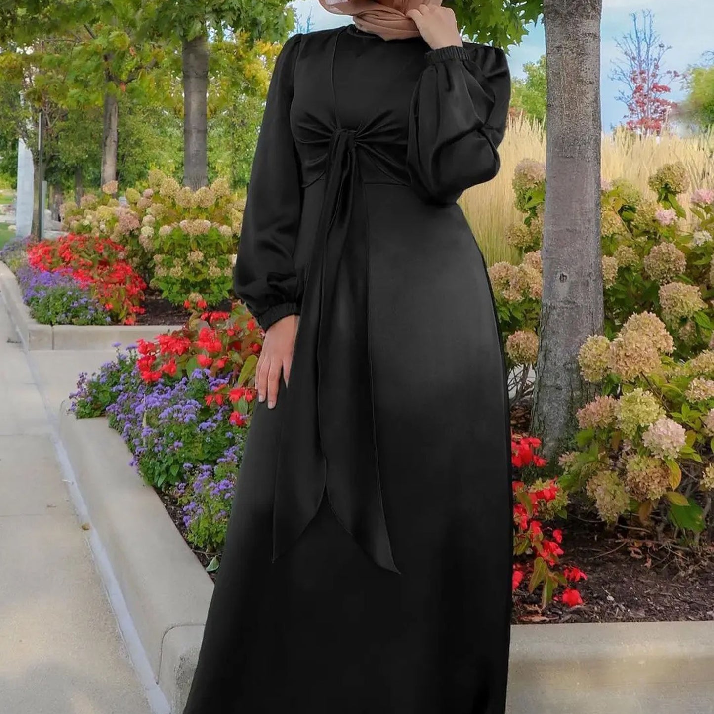 Inayah Exclusive Satin Wrap Dress Black