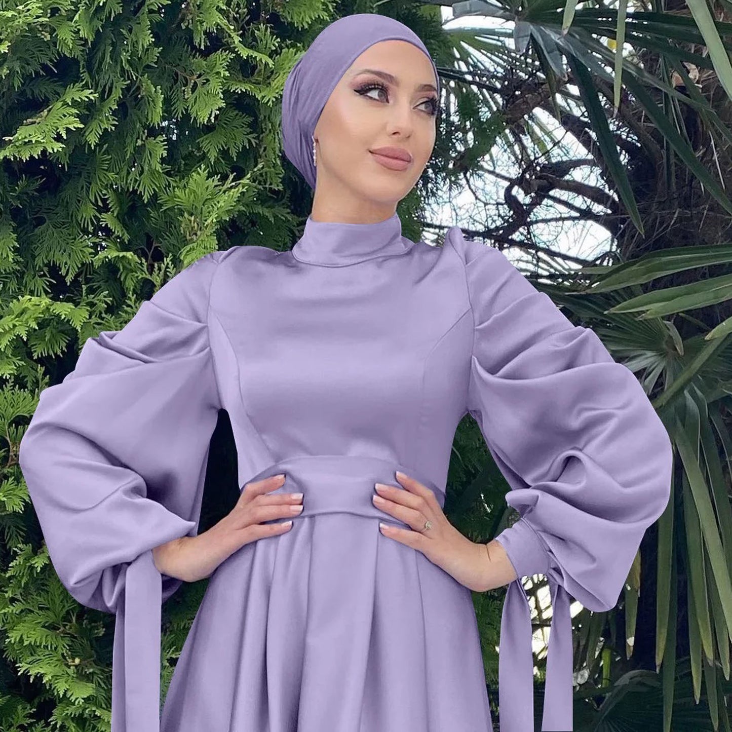 Inayah Exclusive Turkish Satin Dress Purple
