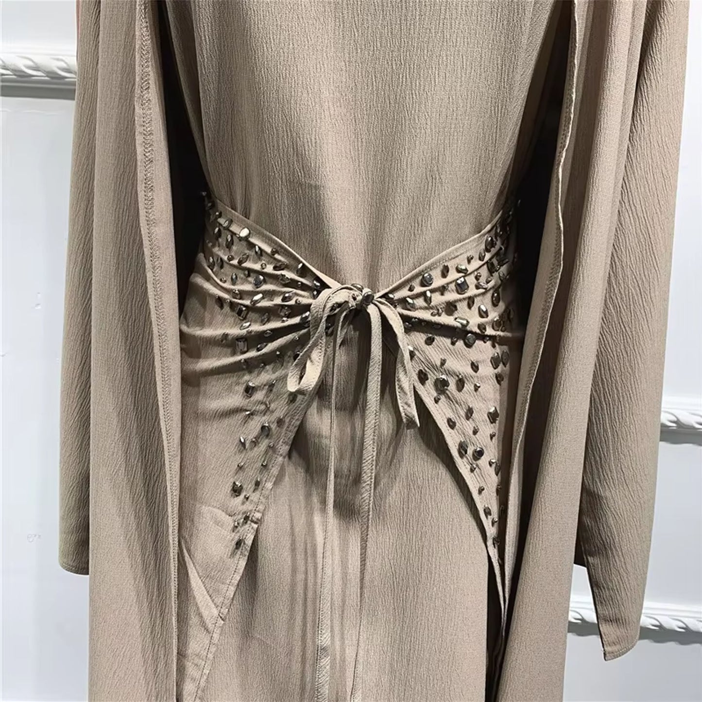 Inayah Exclusive 3 Piece Abaya Set Beige