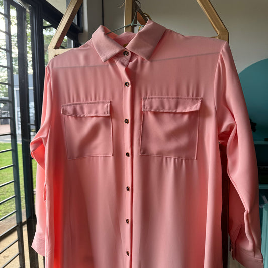Inayah Exclusive Button Down Cotton Dress Pink