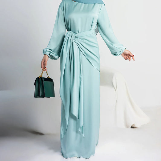Inayah Exclusive Malaysian Satin Dress Blue