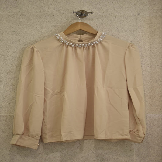 Inayah Exclusive Pearl Collar Blouse Cream