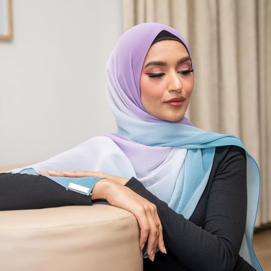 Inayah Exclusive Premium Crimped Ombre Chiffon Scarf Aurora