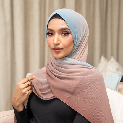 Inayah Exclusive Premium Crimped Ombre Chiffon Scarf Caramel Coast