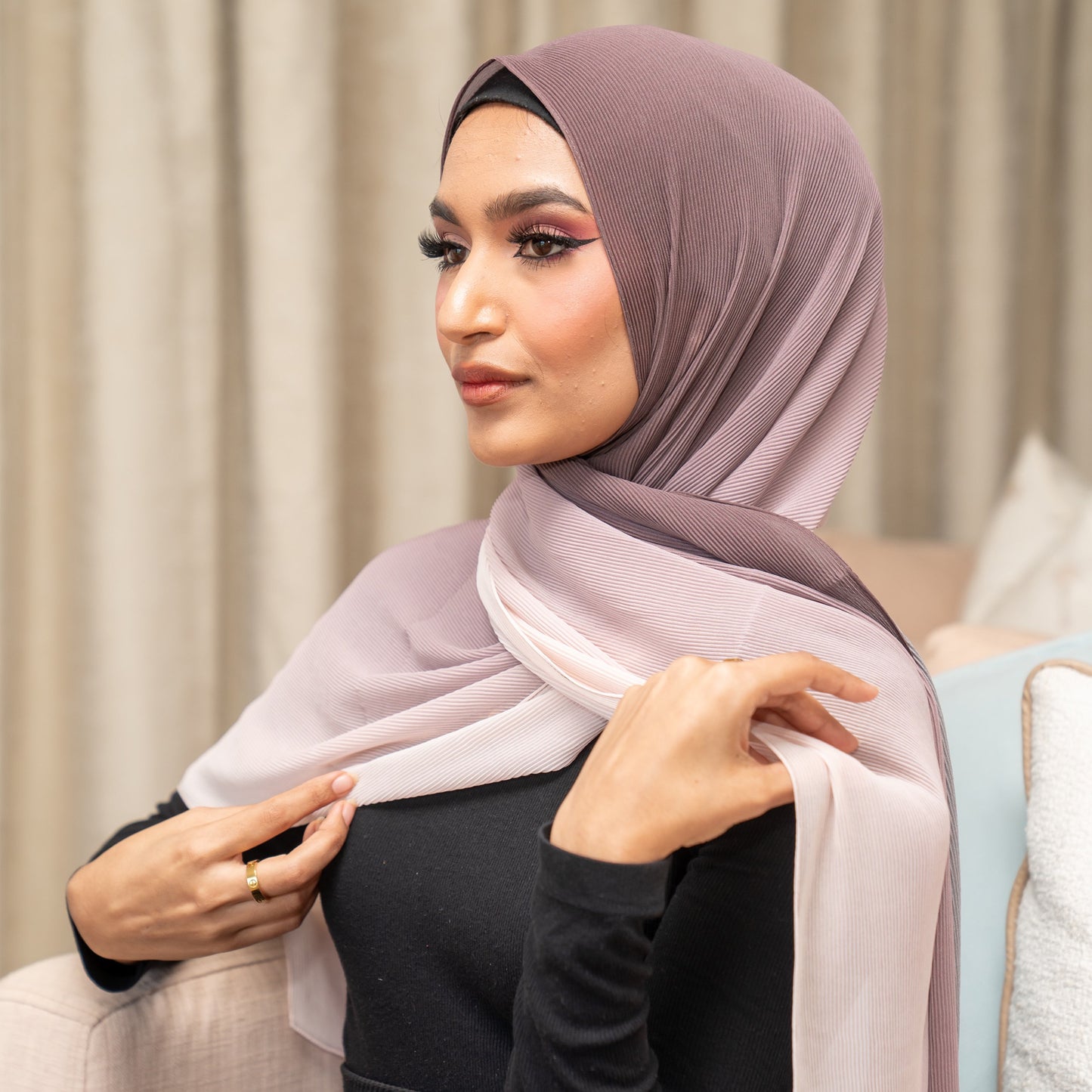 Inayah Exclusive Premium Crimped Scarf Latte