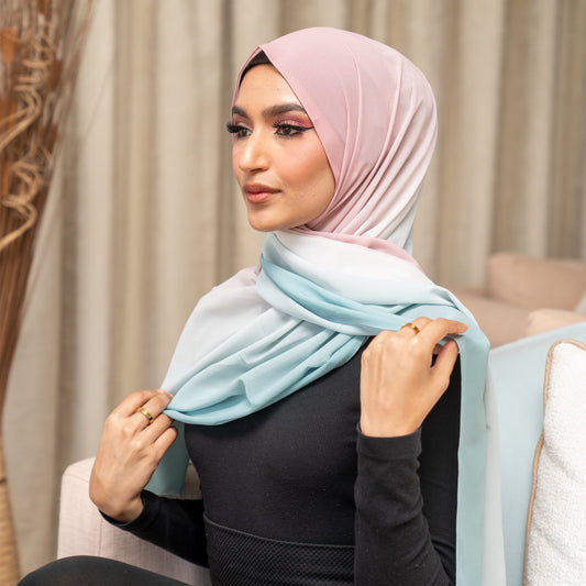 Inayah Exclusive Premium Ombre Chiffon Scarf Candy Floss