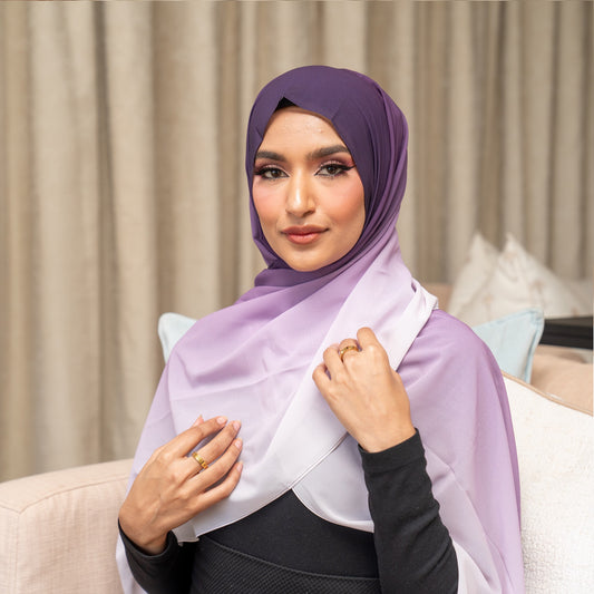Inayah Exclusive Premium Ombre Chiffon Scarf Grape Elixir