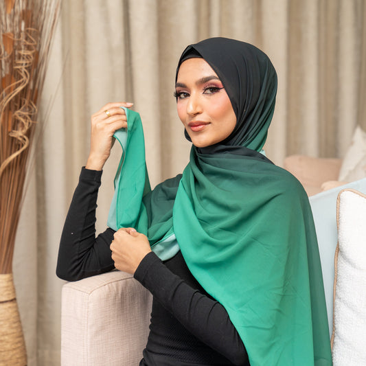 Inayah Exclusive Premium Ombre Chiffon Scarf Night Forest