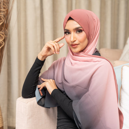 Inayah Exclusive Premium Ombre Scarf Salmon Sunset
