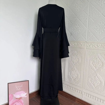 Inayah Exclusive Satin Abaya Set Black