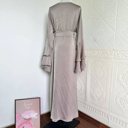 Inayah Exclusive Satin Abaya Set Grey