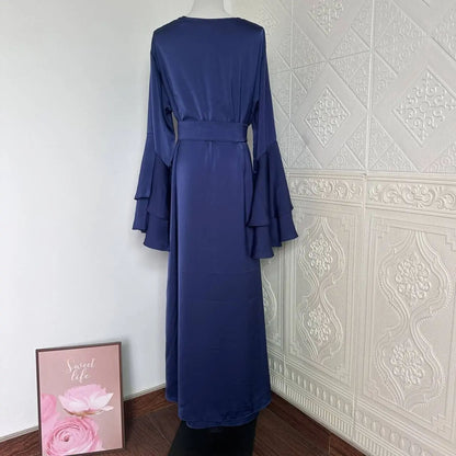 Inayah Exclusive Satin Abaya Set Navy