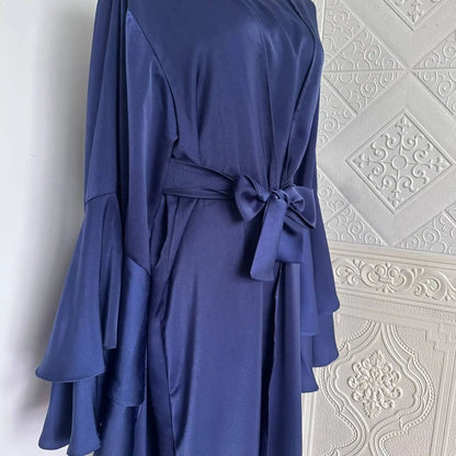 Inayah Exclusive Satin Abaya Set Navy