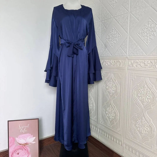 Inayah Exclusive Satin Abaya Set Navy