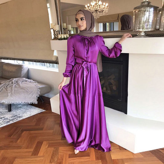 Inayah Exclusive Satin Turkish Dress Purple