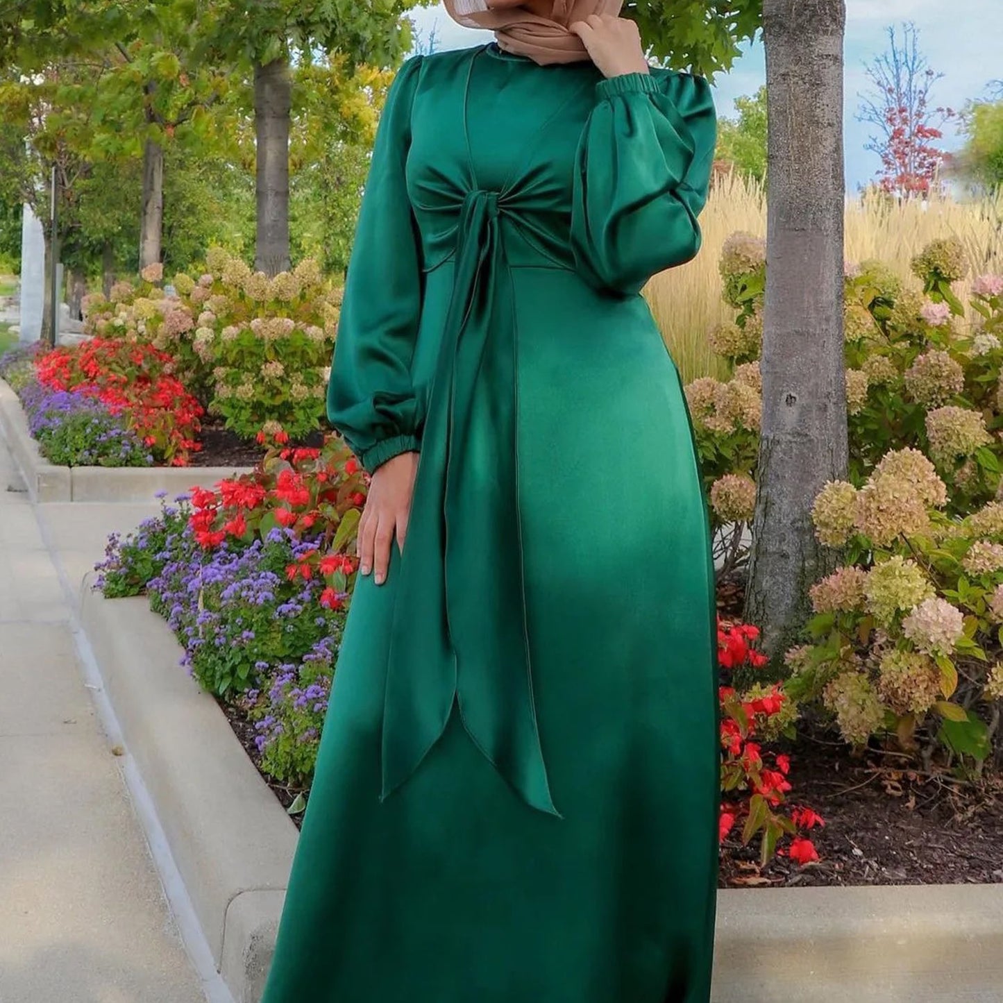 Inayah Exclusive Satin Wrap Dress Green