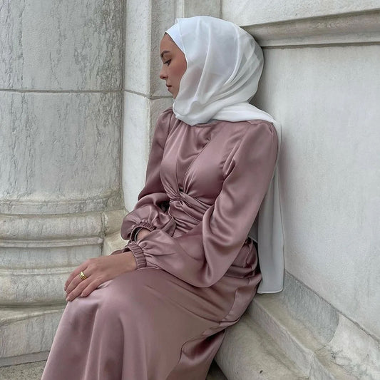 Inayah Exclusive Satin Wrap Dress Pink