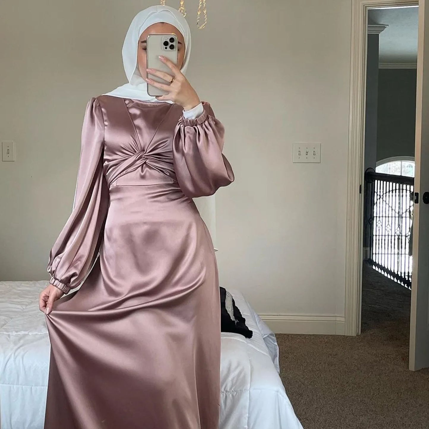 Inayah Exclusive Satin Wrap Dress Pink