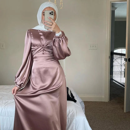 Inayah Exclusive Satin Wrap Dress Pink