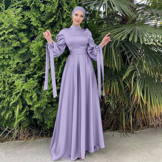 Inayah Exclusive Turkish Satin Dress Purple